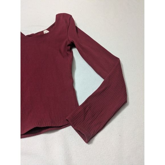 Pact Women's Organic Cotton Long Sleeve Top Shirt Sz Med Fitted Maroon Burgundy - Picture 4 of 9